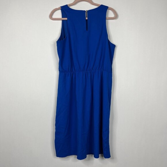 2/$30 a new day Tank Sheath Dress Midi Back Zip Scoop Neck Blue Large #8860 - Picture 3 of 8